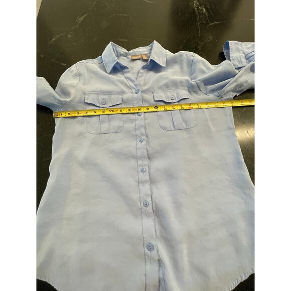 Chico's Blue Button up roll tab shirt size 1 (8) medium - Picture 6 of 10
